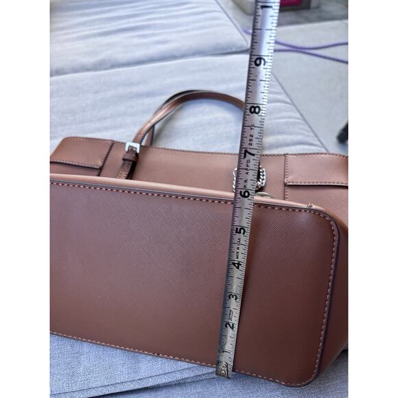 Guess Delaney Brown Cognac Tote Handbag Purse Tote - Picture 11 of 12